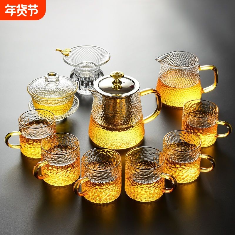 耐热玻璃功夫茶具套装家用泡茶器透明茶杯带把红茶壶办公茶壶轻奢,餐饮具,功夫茶具,淘宝优惠券,粉丝福利购,淘宝优惠卷