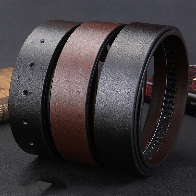 适配无头无扣腰带男士皮带条自动扣针扣单层牛皮真皮不带头