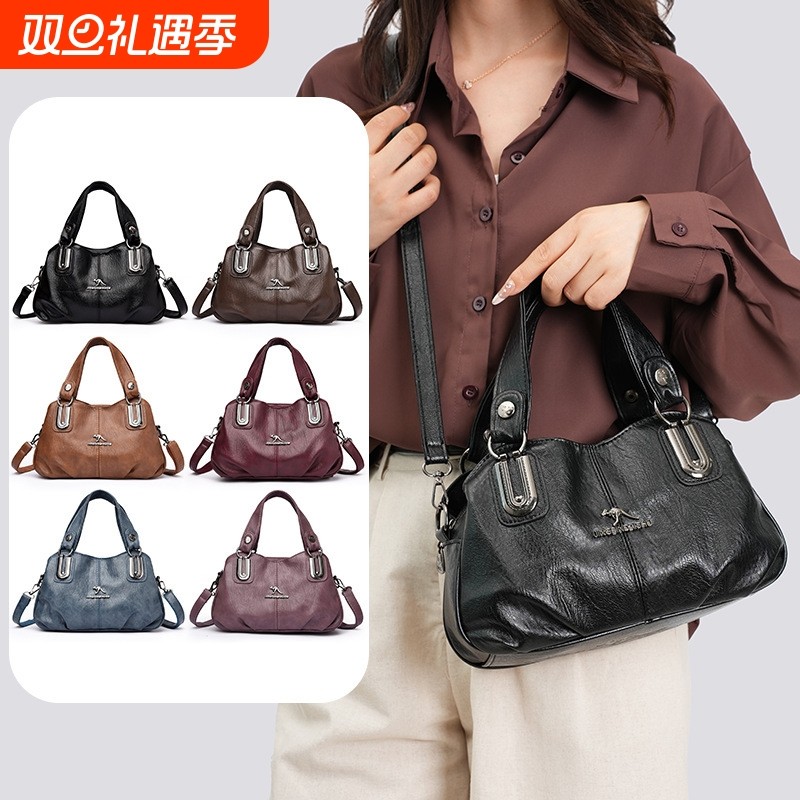 新款包包欧美风女士手提包爆款软皮中年妈妈包潮时尚多隔