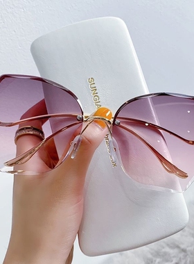 无框切边墨镜女潮高级大