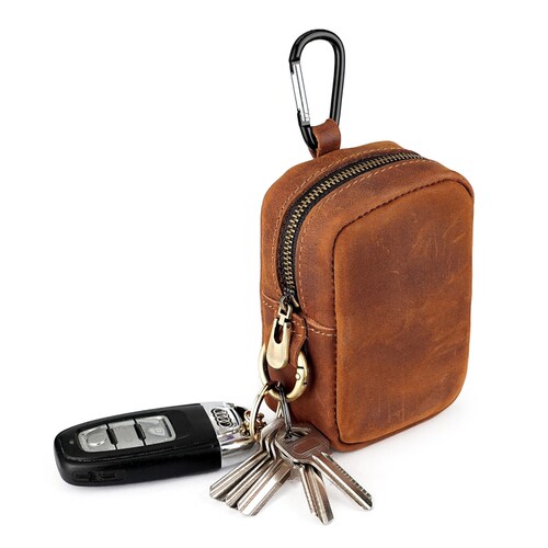 手工头层牛皮钥匙收纳包2026新款美式复古小挂包高级key pouch