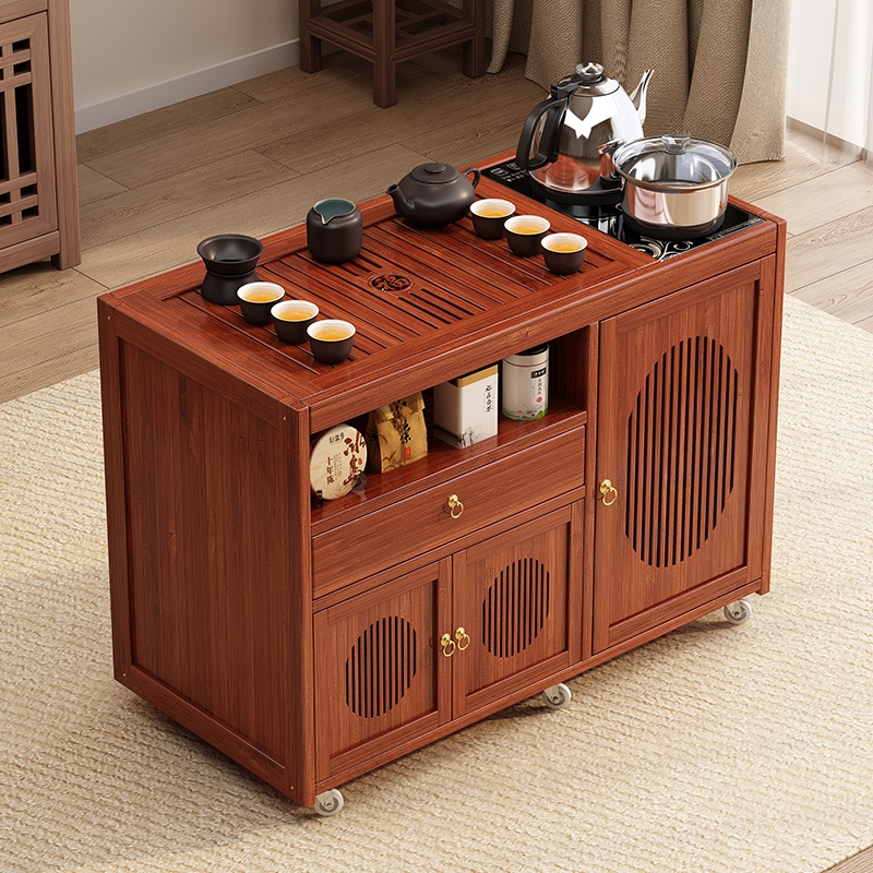 移动茶台小茶桌家用新中式茶车阳台茶几边几客厅烧水壶一体茶水柜