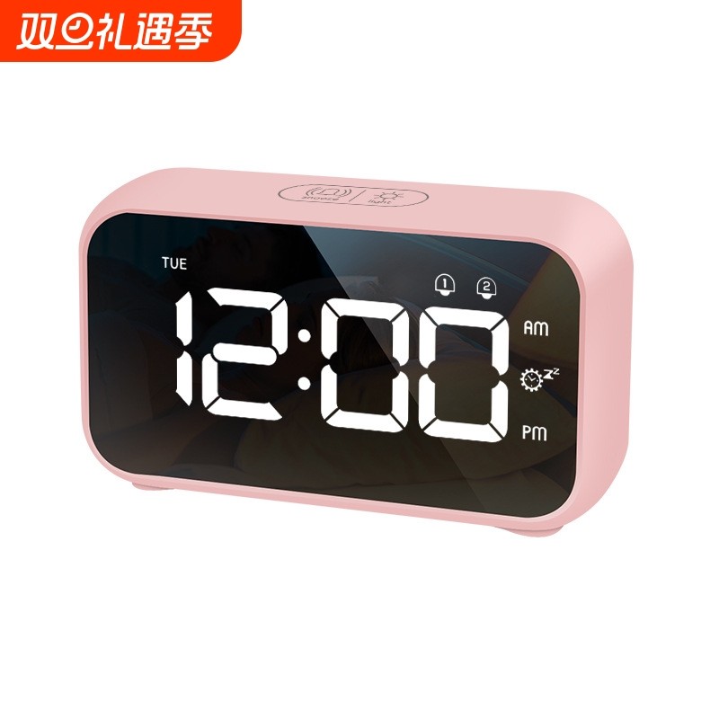 厂家直供新款闹钟LED电子钟贪睡时长可调儿童彩色闹钟台钟可充电