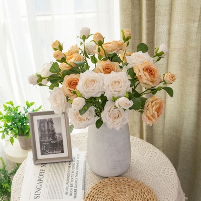 【促销中】素锦玫瑰单枝玫瑰INS风仿真花家居装饰婚庆假花CL03005