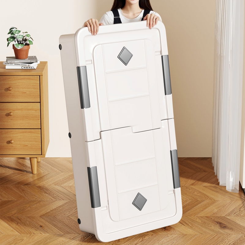 床底收纳箱床下抽屉式扁平带滑轮