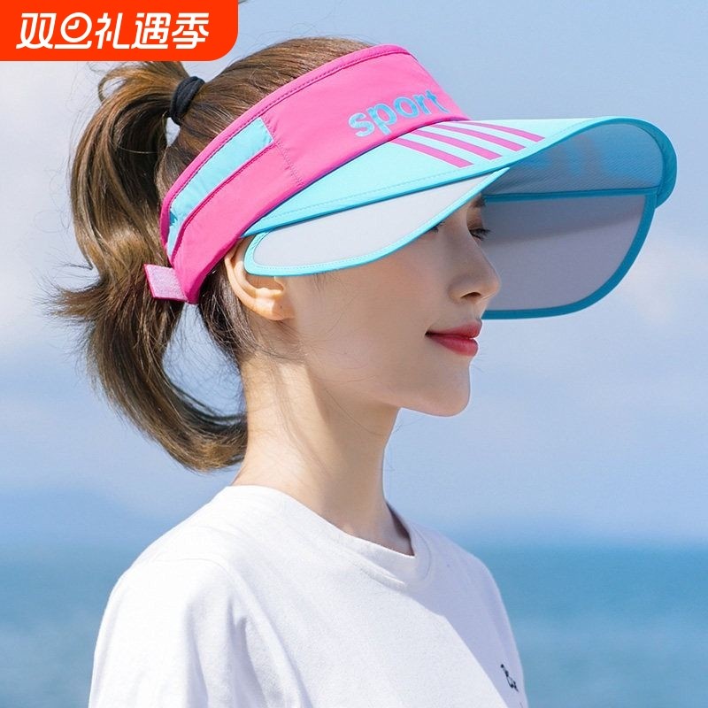 遮阳帽女夏大沿帽子防紫外线遮脸防晒骑车不翻空顶太阳帽帽檐防风