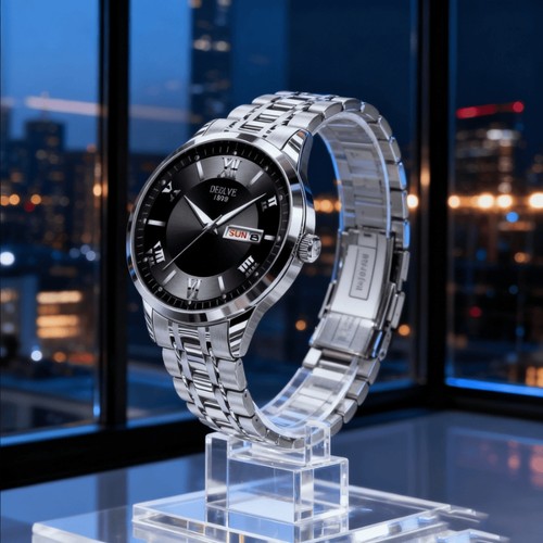 手表男款防水高级感全自动男表数字双日历防水腕表男机械风全自动