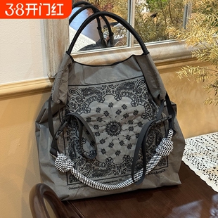 日本新款高圆圆同款ball chain刺绣腰果花环保袋购物袋大容量女包