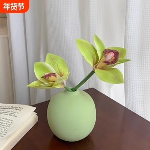 仿真花蕙兰假花陶瓷瓶家居客厅桌面花艺玄关摆件装饰品摆放花卉