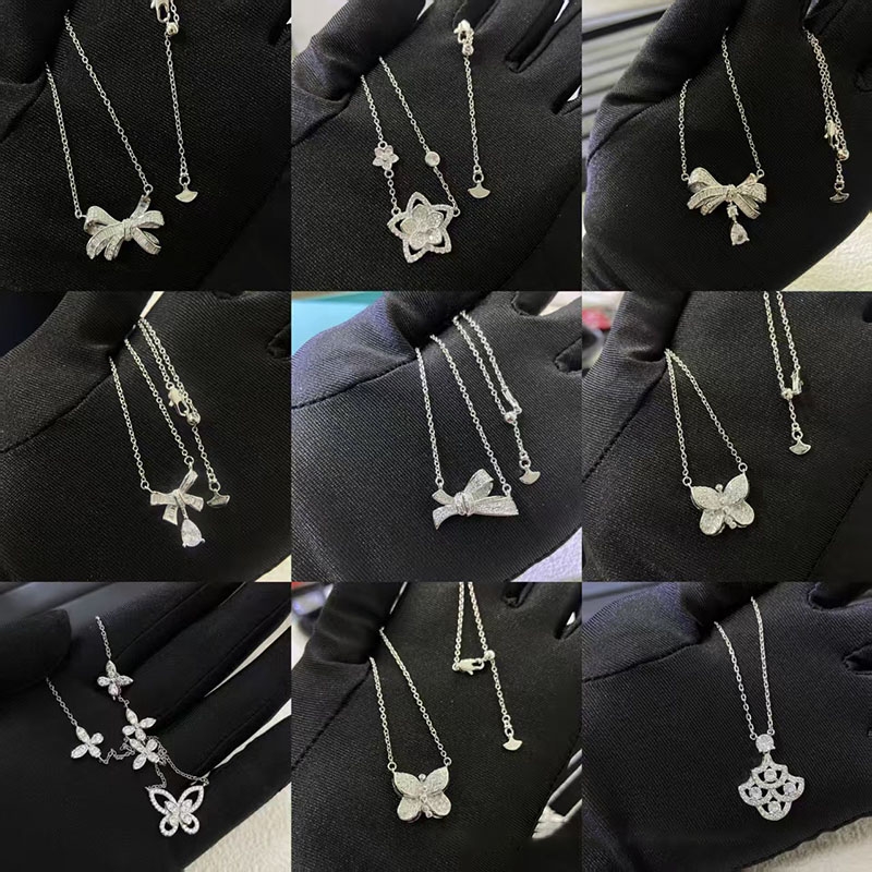 蝴蝶结水滴锆石项链镂空扇形项链女臻致星河高级感锁骨链