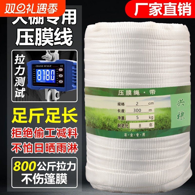 温室大棚防风绳压膜绳压膜带配件加厚高强度涤纶丝耐磨白色防脱膜