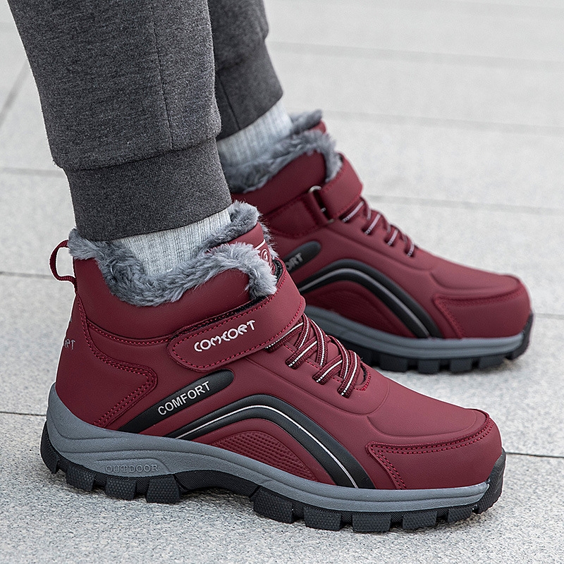 回力老人鞋冬季加绒保暖鞋防水雪地靴女士防滑中老年短靴妈妈棉鞋