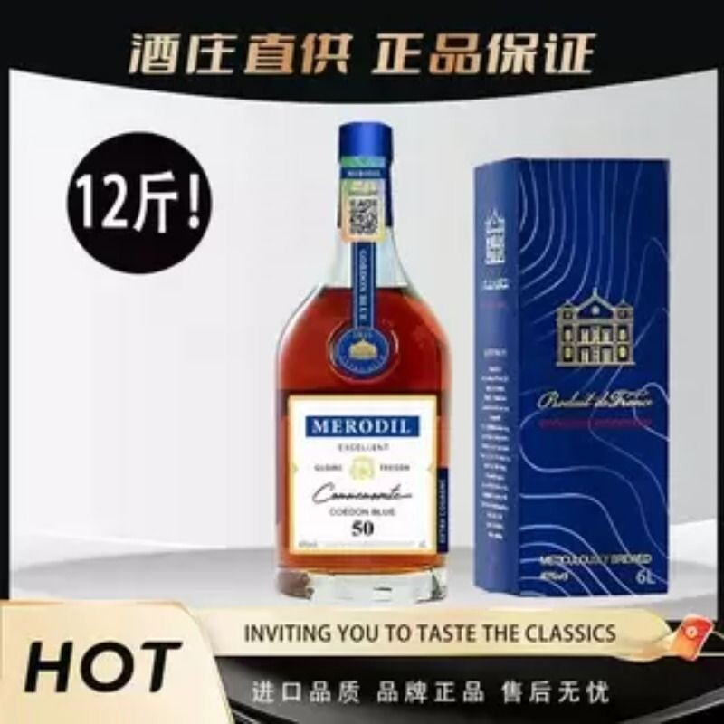 【原装正品12斤】法国蓝带XO白兰地50纪念6L单支礼盒装送礼洋酒