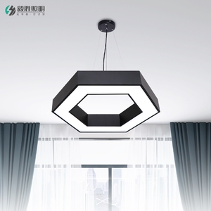 办公室工业风吊灯 led创意个性北欧铁艺六边形服装店网吧咖灯具