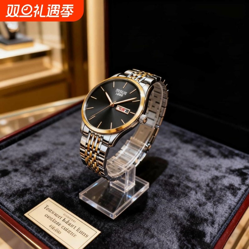 手表男款全自动男表数字双日历防水腕表男机械风全自动防水高级感