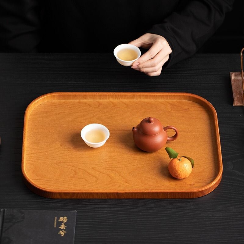 木质圆角茶托置物收纳盘