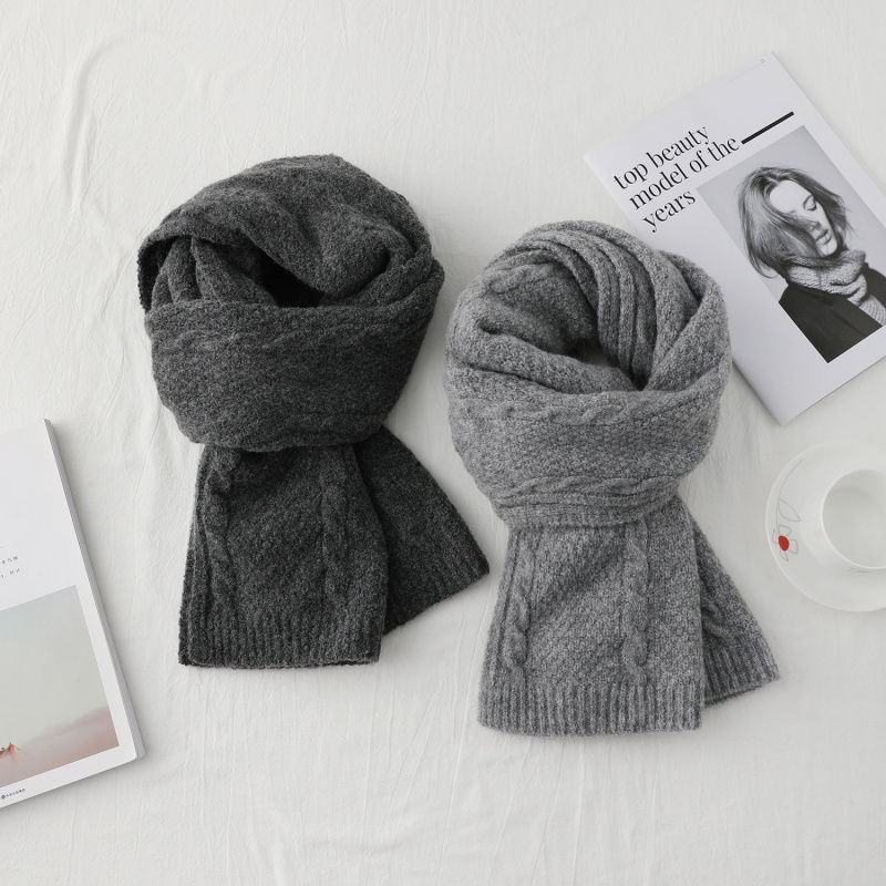 韩版百搭简约针织围巾女冬季加厚