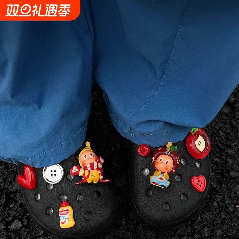 星星人拳王鞋花洞洞鞋可爱女生装饰配饰适配crocs卡扣配件diy