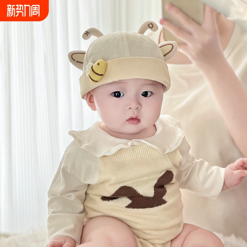 宝宝帽子春秋薄款超萌婴儿蜜蜂造型瓜皮帽春天男女幼儿小童地主帽