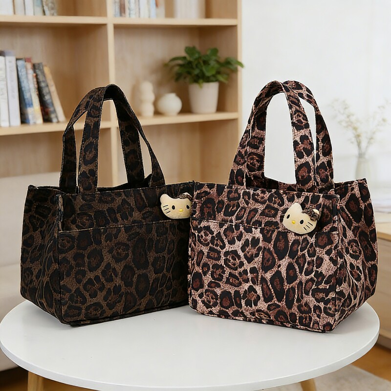 新款高品质豹纹时尚妈咪包饭盒包上班通勤包手提提包气质手拎收纳