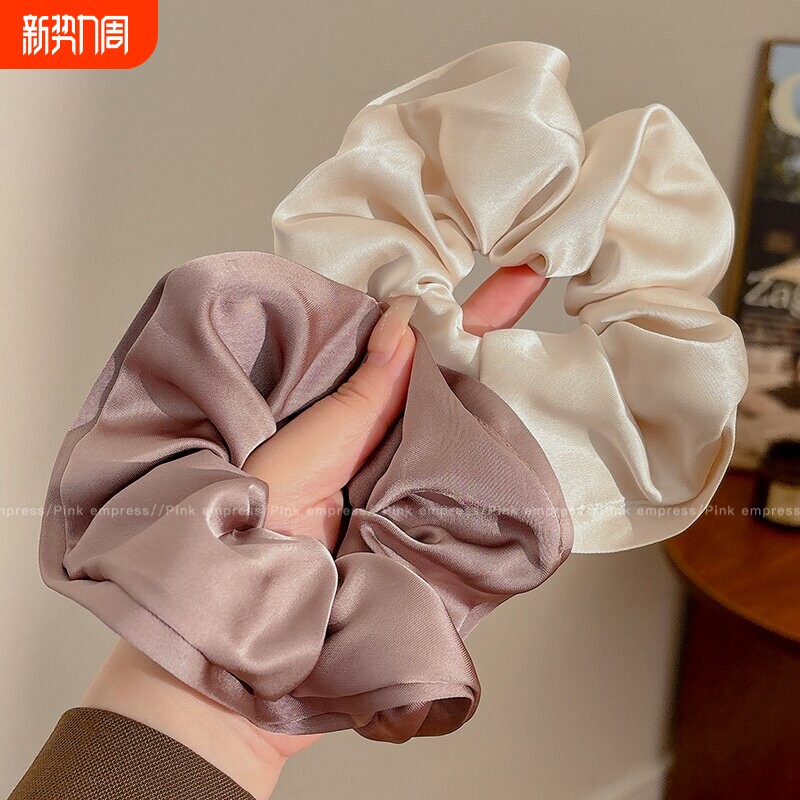 新款欧美设计缎面大肠发圈韩系肥肠头花亲肤头绳花苞发饰韩式黑色