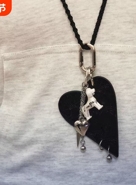 LOVES YOU爱心小狗化妆镜编织长项链 可做包挂 女辣妹小众RORY