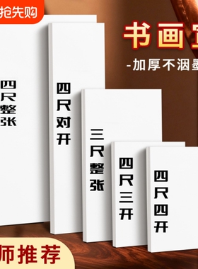 书法国画专用生宣半生半熟宣纸三尺四尺整张书画专用宣纸白色初学者书法毛笔字写意工笔画书法练习创作作品纸