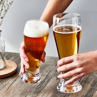 轻奢水晶玻璃精酿啤酒杯金箔手工酒杯高档喝啤酒杯子彩盒装 扎啤杯