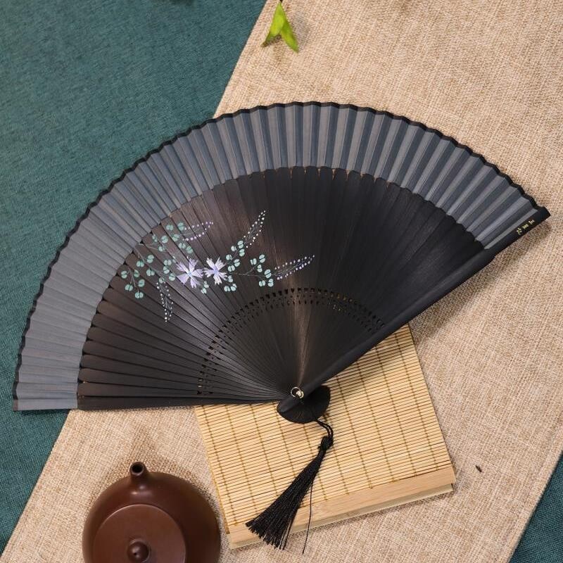 A6L杭州扇子 6寸手绘真丝绢扇 风古风扇古典女折扇