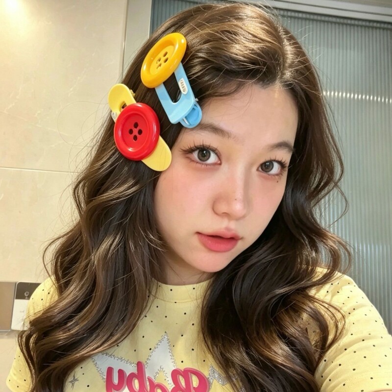 多巴胺彩色纽扣鸭嘴夹图片