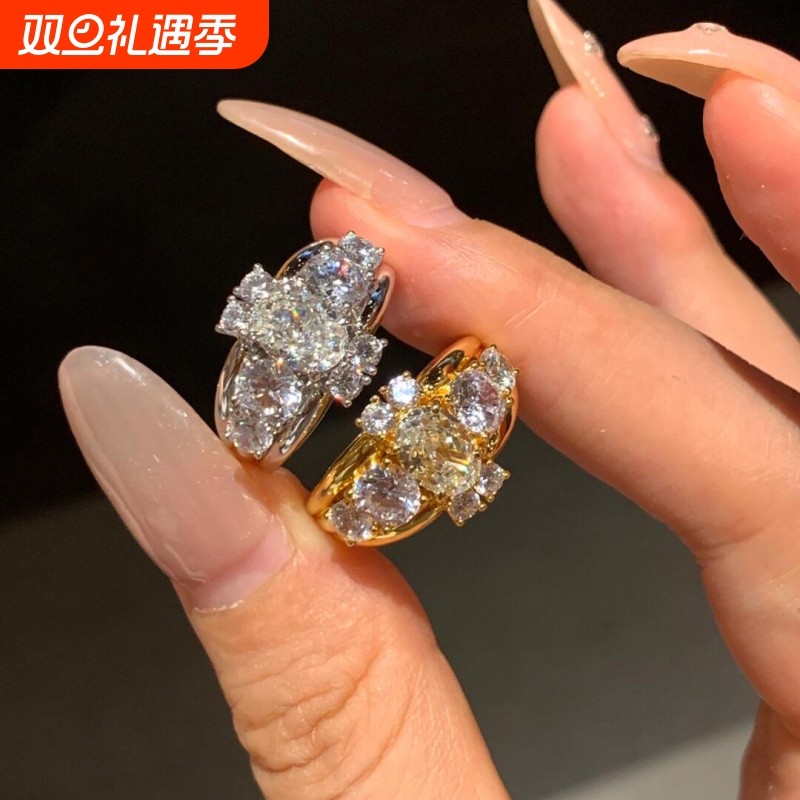 小红书同款华丽千金感爆闪镶嵌锆石戒指女小众设计轻奢高级感手饰