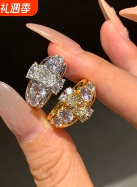 小红书同款华丽千金感爆闪镶嵌锆石戒指女小众设计轻奢高级感手饰
