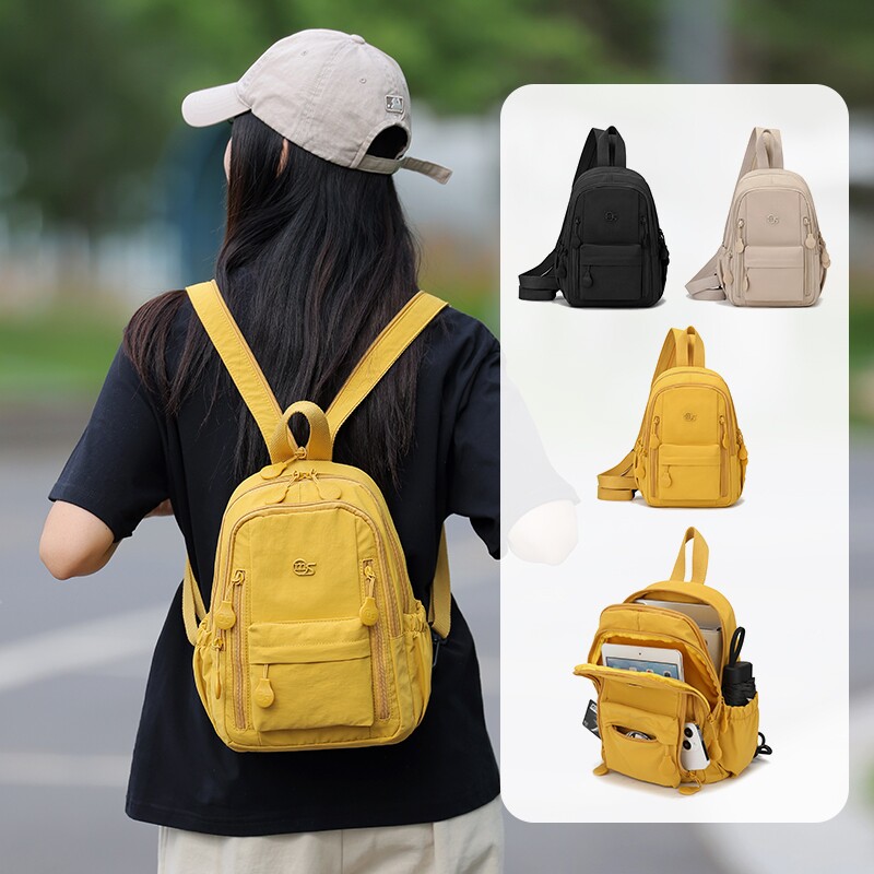 双肩包女学生背包运动旅行包大容量书包牛津布防水黑色笔记本涤纶