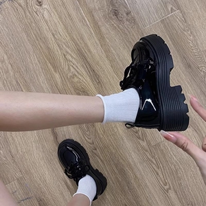 英伦风厚底小皮鞋女款2024新款秋季百搭小个子增高jk制服单鞋lo鞋