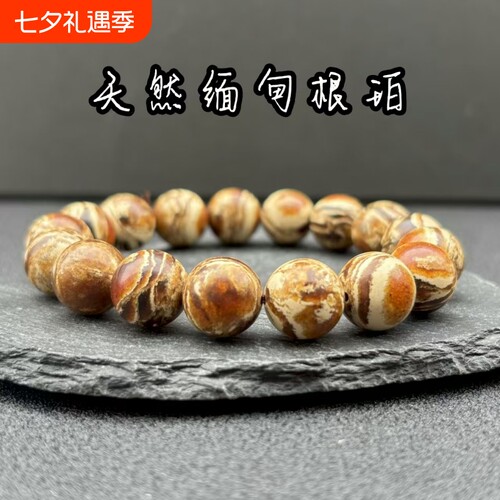 缅甸根珀，天然虎皮纹，质感满满