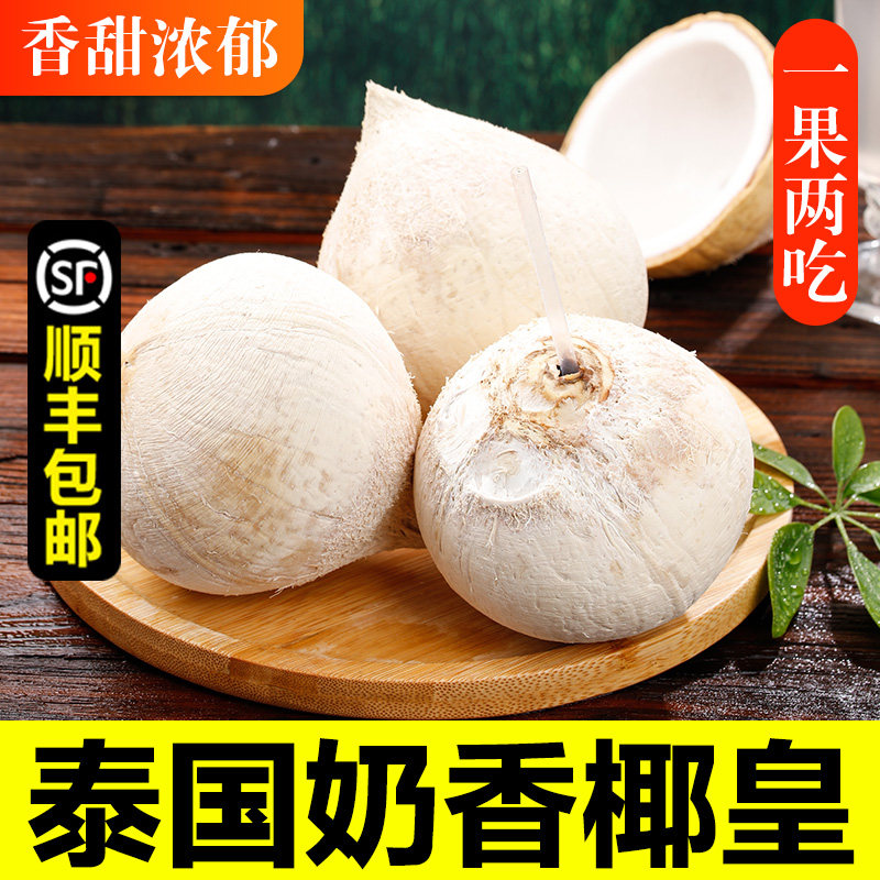 泰国丹嫩沙多进口小奶椰皇香水椰孕妇新鲜水果包邮老椰子椰青奶香