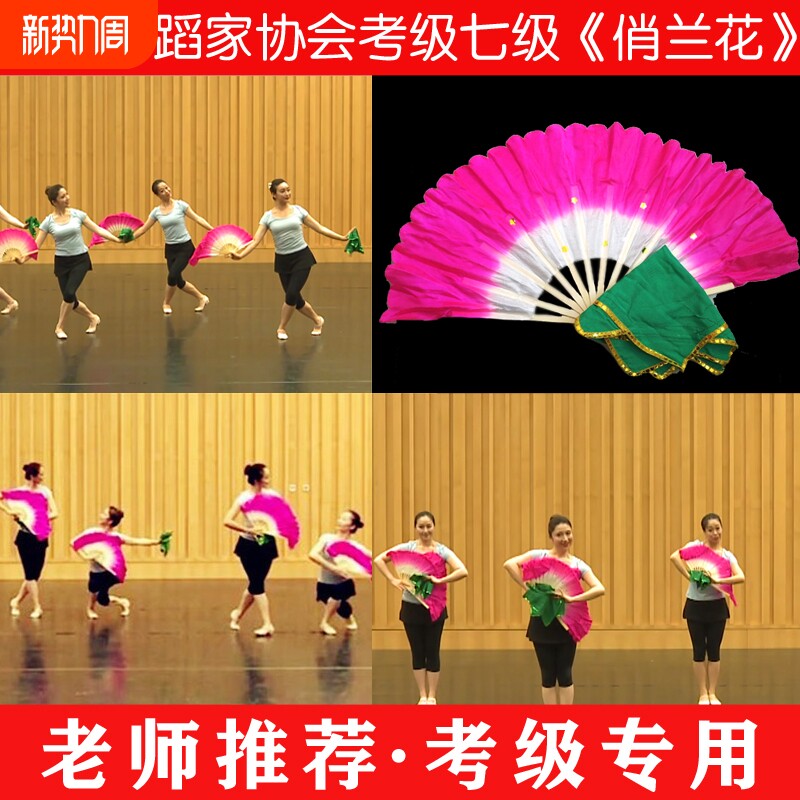 中国舞协考级七级俏兰花扇子八级安徽十级花鼓灯舞韵道具手绢舞蹈