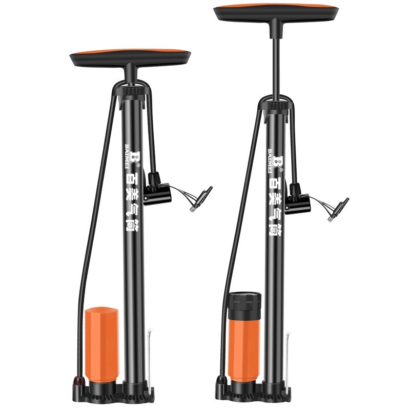 百美高压打气筒球类玩具充气筒自行车电车汽车家用充气泵气压表