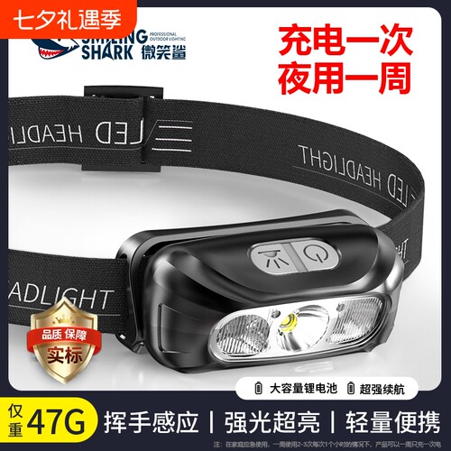 夜钓鱼头灯强光充电超亮led头戴式疝气手电筒轻专用感应超长续航