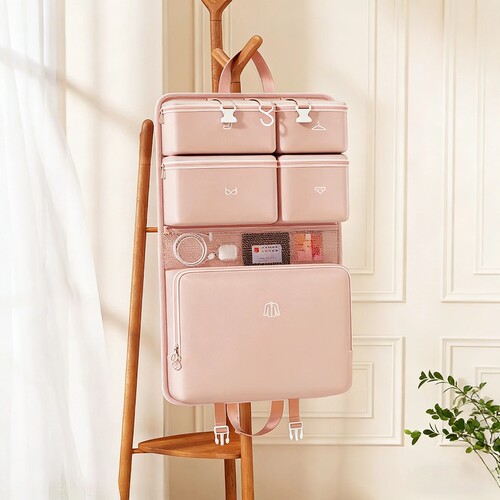 七合一旅行收纳袋便携式整理包粉色/米色/灰色