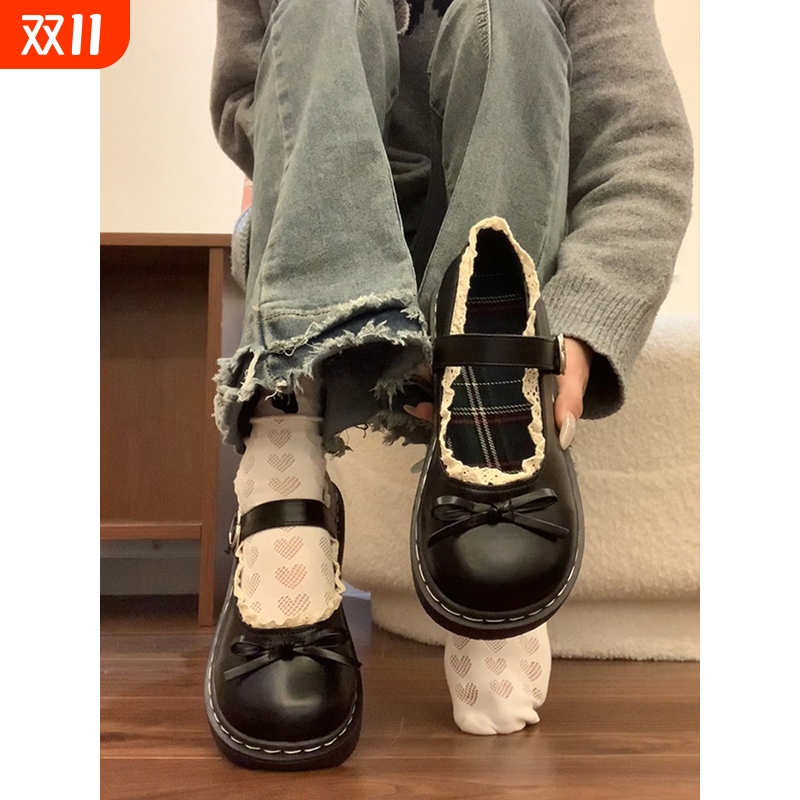 蝴蝶结日系Lolita小皮鞋女2025秋季新款英伦风圆头平底玛丽珍单鞋