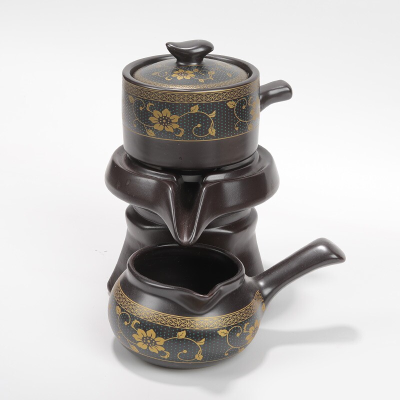 懒人茶具套装泡茶壶陶瓷功夫茶杯石磨半自动泡茶神器盖子配件喝茶