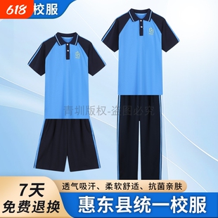 惠州市惠东县统一校服小学初中学生夏季运动男女短袖短裤长裤套装