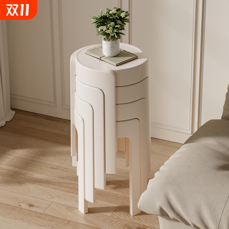 塑料凳子加厚家用可叠放风车圆凳客厅餐桌高椅子熟胶板凳结实耐用