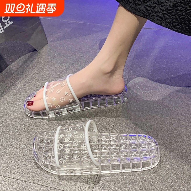 2025防臭精致浴室洗澡新款夏外穿时尚水晶居家透明不臭脚凉拖防滑