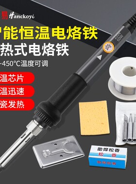 烙铁套装内热式可调温智能恒温电烙铁60W焊接工具10件套教学花盆