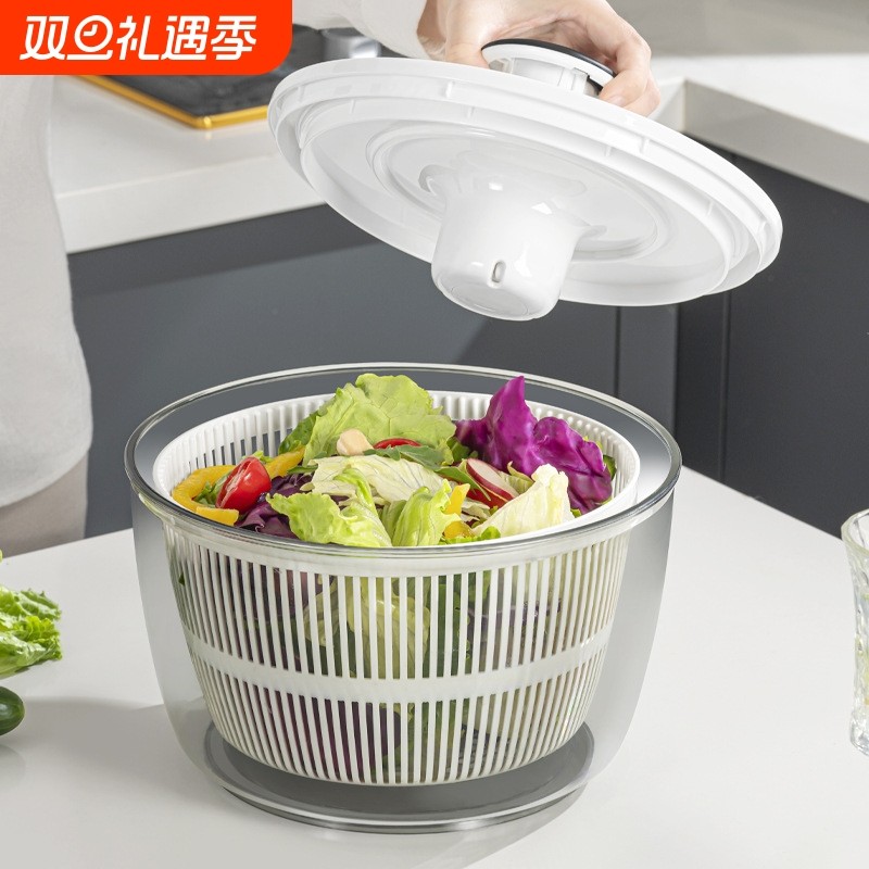 新款蔬菜脱水器家用手动沙拉甩干机果蔬甩水菜篮洗水果沥水神器