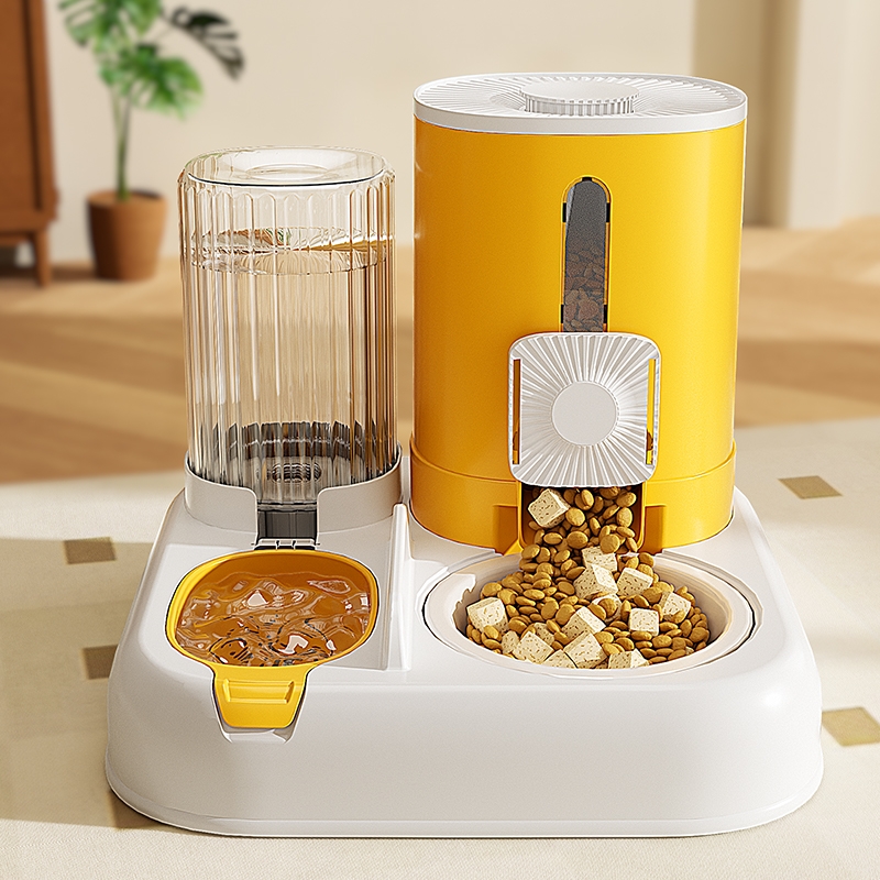 猫碗狗碗猫食盆猫咪猫粮自动喂食器饮水一体猫盆陶瓷宠物喝水双碗