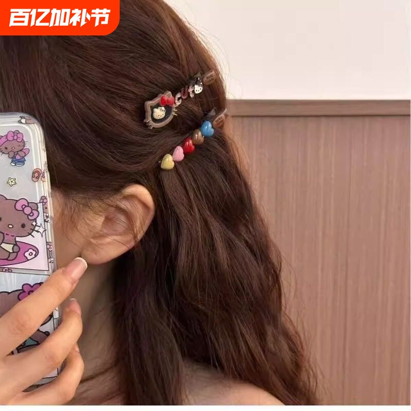甜美可爱kt猫发夹女2026新款时尚百搭侧边夹前额碎发发夹发饰发