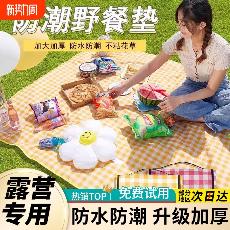 野餐垫防潮垫加厚户外野餐布露营防水坐垫便携防潮布帐篷折叠地垫